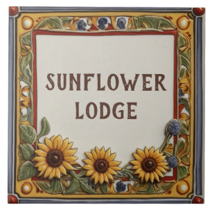 Sonnenblume Eigenes Haus Namensplatte Schild Plaqu Fliese
