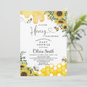 Sonnenblume eine kleine Honey Bee Baby Dusche Einladung (Stehend Vorderseite)