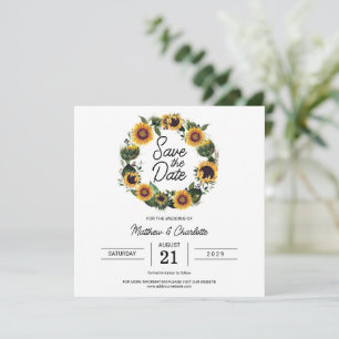 Sonnenblume Einfache Moderne Hochzeit Save The Date