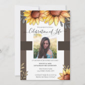 Sonnenblume Einfaches Foto Beerdigung Einladung (Vorderseite)