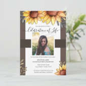 Sonnenblume Einfaches Foto Beerdigung Einladung (Stehend Vorderseite)