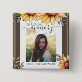 Sonnenblume Einfaches Foto Beerdigung Keepake Button (Vorderseite)