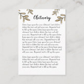 Sonnenblume Einfaches Foto Beerdigung Keepake Visitenkarte (Rückseite)