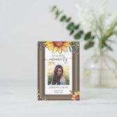 Sonnenblume Einfaches Foto Beerdigung Keepake Visitenkarte (Stehend Vorderseite)