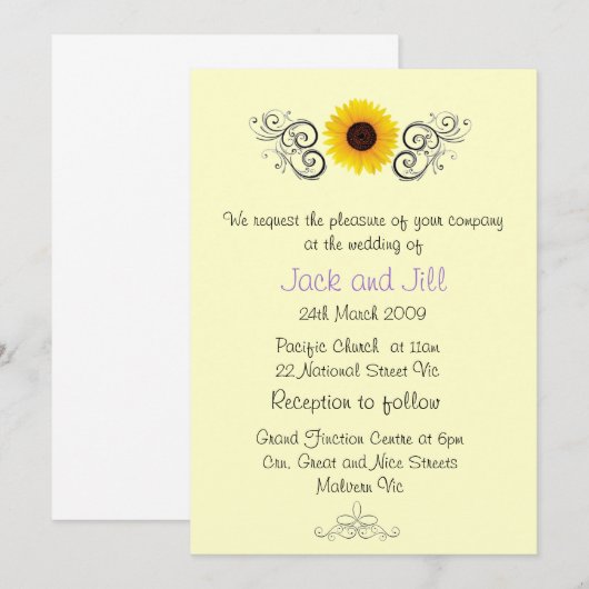 Sonnenblume-Einladung Einladung (Vorne/Hinten)