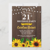 Sonnenblume Einladung zum 21. Geburtstag. Jedes Al (Vorderseite)