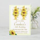 Sonnenblume Einladung zum Geburtstag, 11. Geburtst (Stehend Vorderseite)