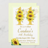 Sonnenblume Einladung zum Geburtstag, 11. Geburtst (Vorne/Hinten)