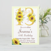 Sonnenblume Einladung zum Geburtstag, 13. Geburtst (Stehend Vorderseite)