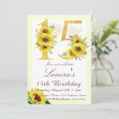 Sonnenblume Einladung zum Geburtstag, 15. Geburtst (Stehend Vorderseite)