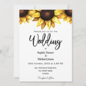 Sonnenblume Einladung zur Hochzeit von weißgelber (Vorderseite)