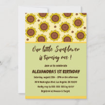 Sonnenblume Einladungen zum 1. Geburtstag