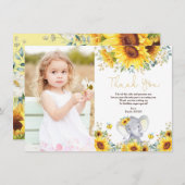 Sonnenblume Elefant Wild ein wenig Erdnuss Geburts Dankeskarte (Vorne/Hinten)