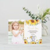 Sonnenblume Elefant Wild ein wenig Erdnuss Geburts Dankeskarte (Stehend Vorderseite)