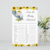 Sonnenblume Elefantendusche Name des Babytieres (Stehend Vorderseite)