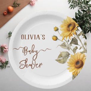 Sonnenblume Elegant Boho Floral Baby Dusche Pappteller