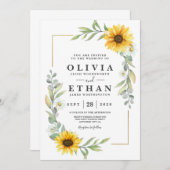 Sonnenblume Elegant Rustic Geometric Gold Einladung (Vorne/Hinten)