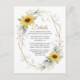 Sonnenblume Elegante Rustic Geometric Gold Hochzei Begleitkarte
