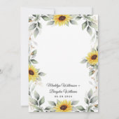 Sonnenblume Elegante Rustic Geometric Gold Hochzei Einladung (Rückseite)