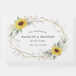 Sonnenblume Elegante Rustic Geometric Gold Hochzei Gästebuch