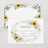 Sonnenblume Elegante Rustic Geometric Gold Hochzei RSVP Karte (Vorne/Hinten)