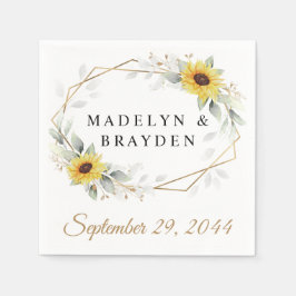 Sonnenblume Elegante Rustic Geometric Gold Hochzei Serviette