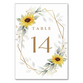 Sonnenblume Elegante Rustic Geometric Gold Hochzei Tischnummer