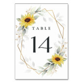 Sonnenblume Elegante Rustic Geometric Gold Hochzei Tischnummer (Rückseite)