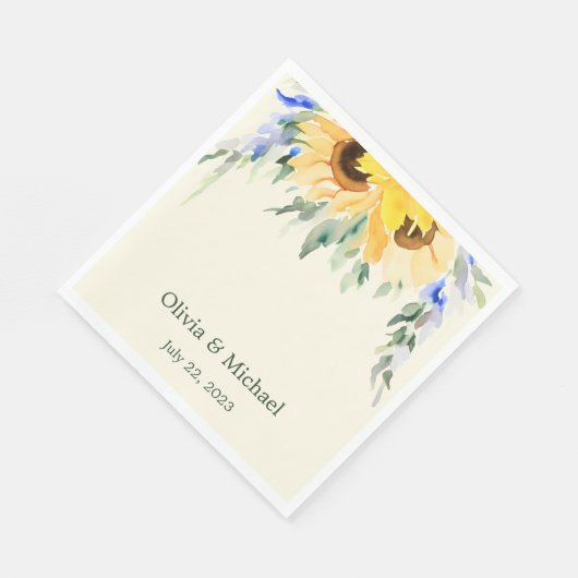 Sonnenblume Elegante Wasserfarbe Hochzeitliche Hoc Serviette (Ecke)