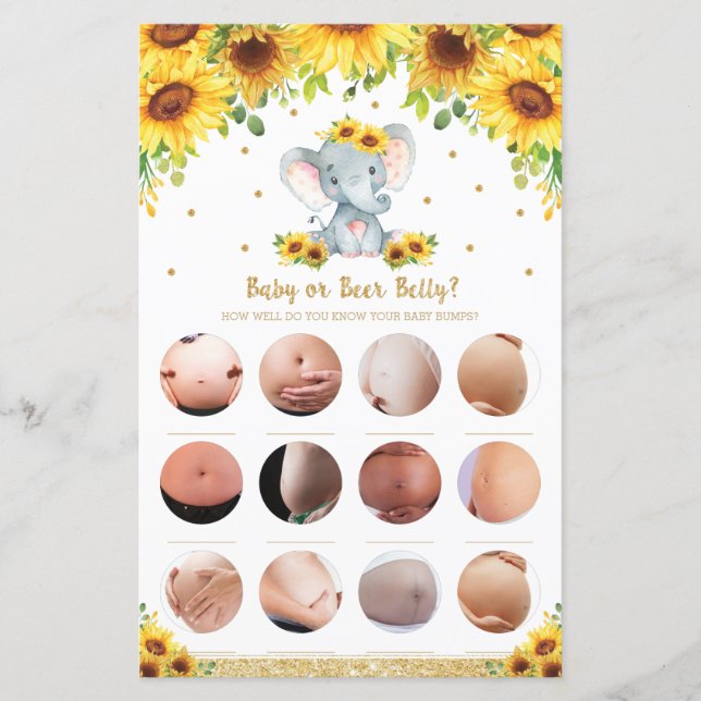 Sonnenblume Elephant Baby Bump oder Bierbauch Game (Vorderseite)