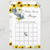 Sonnenblume Elephant Baby Dusche Bingo Spiel (Vorne/Hinten)