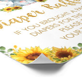 Sonnenblume Elephant Babydusche Windeln Raffelzeic Poster (Ecke)