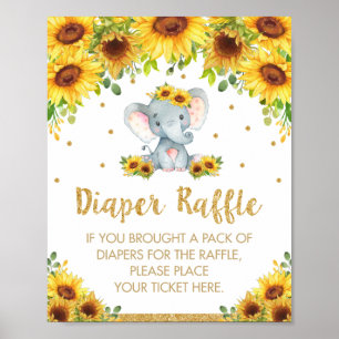 Sonnenblume Elephant Babydusche Windeln Raffelzeic Poster