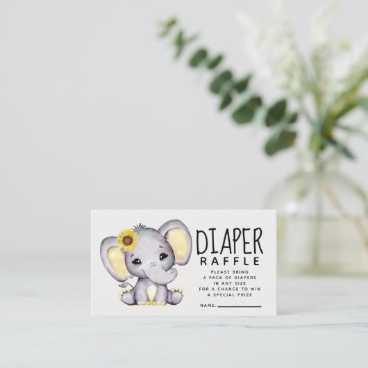 Sonnenblume Elephant Babydusche Windelwanne Begleitkarte (Stehend Vorderseite)