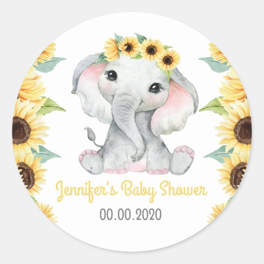 Sonnenblume Elephant Girl Sticker Etikett Babydusc (Vorderseite)