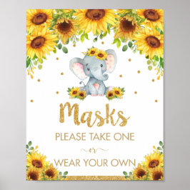Sonnenblume Elephant Masken Dusche Geburtstagszeic Poster