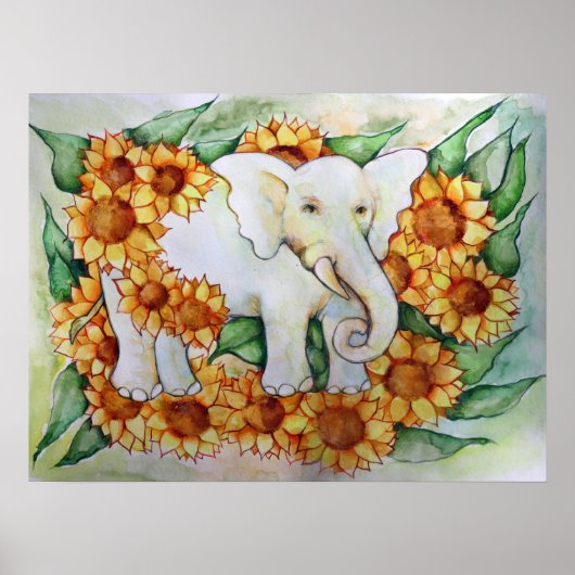 Sonnenblume Elephant Poster (Vorne)