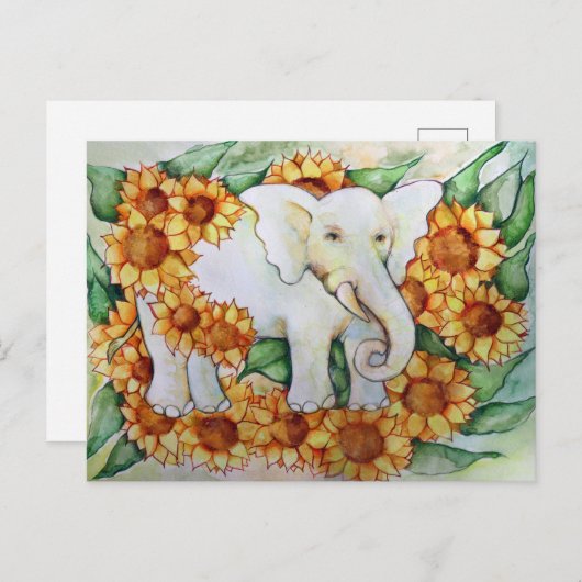 Sonnenblume Elephant Postkarte (Vorne/Hinten)