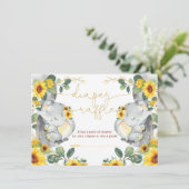 Sonnenblume Elephant Twins Grüne Windel Windeln Ra Begleitkarte (Stehend Vorderseite)