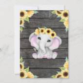 Sonnenblume Elephant Ultrasound Babydusche Lila Einladung (Rückseite)