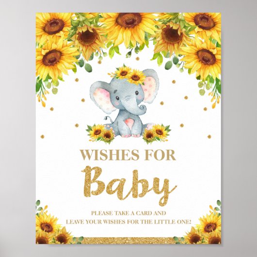 Sonnenblume Elephant wünscht sich Baby-Signage-Akt Poster (Vorne)
