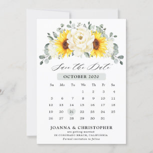 Sonnenblume Elfenbein Pfingstrose Floral Eukalyptu Save The Date