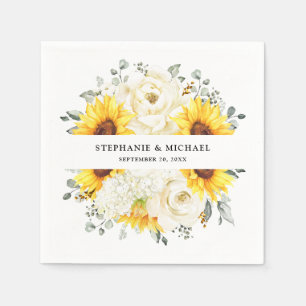 Sonnenblume Elfenbein Pfingstrose Florale Eukalypt Serviette