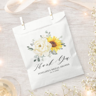Sonnenblume Elfenbein Pfingstrose Florale Hochzeit Geschenktütchen
