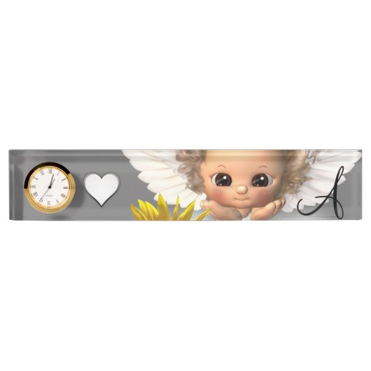 Sonnenblume Engel Desk Namplate Namensplakette (Vorderseite)