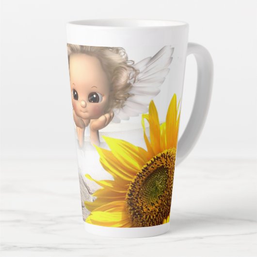 Sonnenblume Engel Latte Tasse (Rechte Ecke)