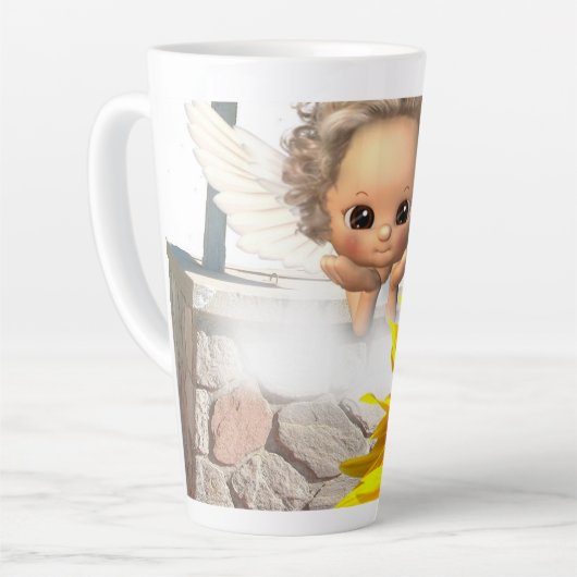 Sonnenblume Engel Latte Tasse (Linke Ecke)