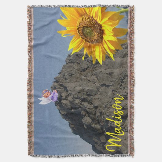 Sonnenblume Engel Throw Blanket Decke (Vorderseite Vertikal)