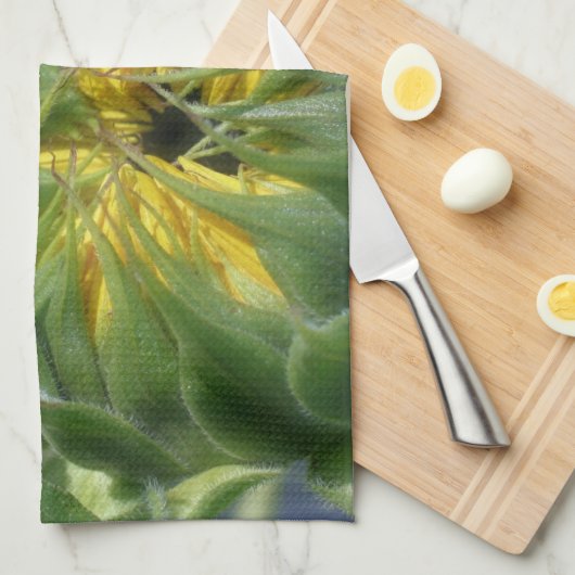 Sonnenblume entfaltet sich blumengeschmückt geschirrtuch (Viertel Falte)