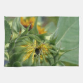 Sonnenblume entfaltet sich blumengeschmückt geschirrtuch (Horizontal)